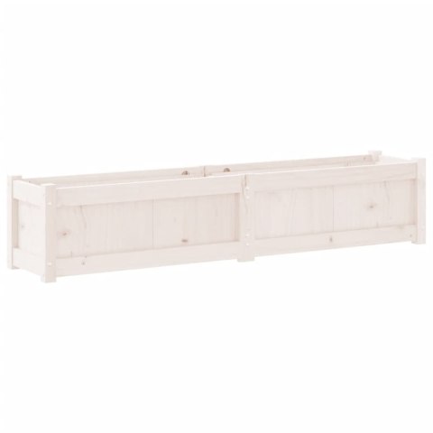 Donica ogrodowa, biała, 150x31x31 cm, lite drewno sosnowe