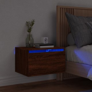 Wisząca szafka nocna z podświetleniem LED, brązowy dąb