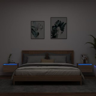 Wiszące szafki nocne z LED, 2 szt., dąb sonoma