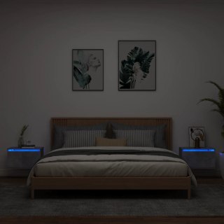 Wiszące szafki nocne z LED, 2 szt., szarość betonu