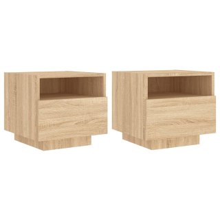 Szafki nocne z LED, 2 szt., dąb sonoma, 40x39x37 cm