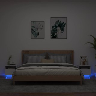 Szafki nocne z oświetleniem LED, 2 szt., białe, 40x39x37 cm