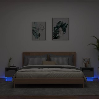 Szafki nocne z oświetleniem LED, 2 szt., czarne, 40x39x37 cm