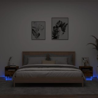 Szafki nocne z LED, 2 szt., przydymiony dąb, 40x39x37 cm