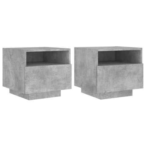 Szafki nocne z LED, 2 szt., szarość betonu, 40x39x37 cm