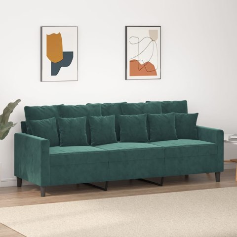 Sofa 3-osobowa, ciemnozielony, 180 cm, obita aksamitem