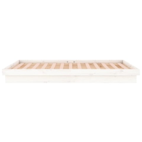 Rama łóżka z LED, biała, 180x200 cm, Super King, lite drewno