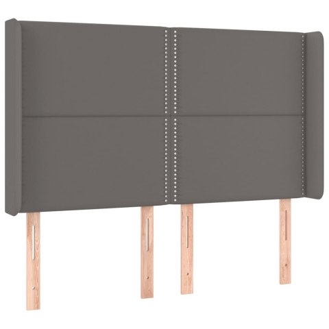 Łóżko kontynentalne z materacem i LED, szara ekoskóra 140x200cm