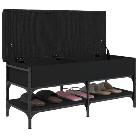Ławka na buty, czarna, 102x42x45 cm, materiał drewnopochodny