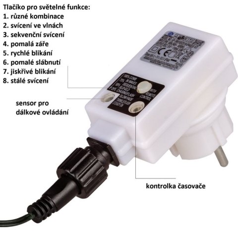 Imprezowe oświetlenie - 10 m, 100 LED, zimna biel + pilot