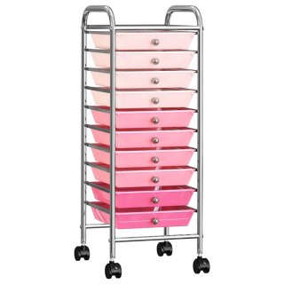 Wózek z 10 szufladami, róż ombre, plastikowy