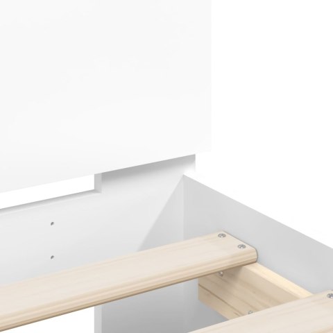 Rama łóżka z wezgłowiem i LED, biała, 160x200 cm