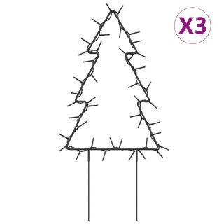Świąteczne choinki na szpikulcach, 3 szt., 50 LED, 30 cm
