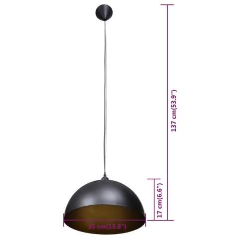 Półokrągłe lampy sufitowe, 2 szt., regulowana długość, czarne