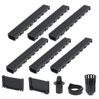 Kanały odpływowe, 6 szt., plastik, 6 m