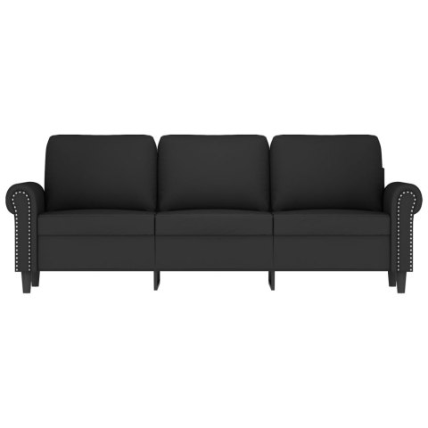 Sofa 3-osobowa, czarny, 180 cm, tapicerowana aksamitem