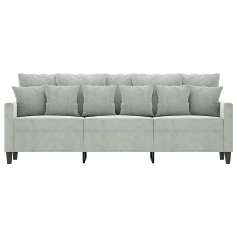 Sofa 3-osobowa, jasnoszara, 180 cm, tapicerowana aksamitem