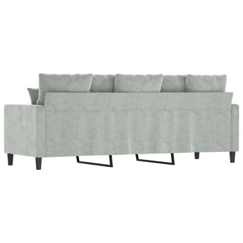 Sofa 3-osobowa, jasnoszara, 180 cm, tapicerowana aksamitem
