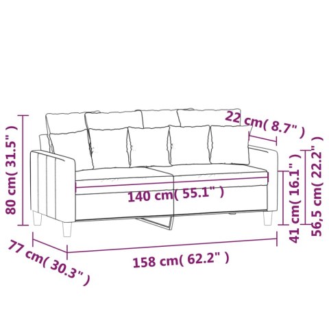 Sofa 2-osobowa, żółta, 140 cm, tapicerowana aksamitem