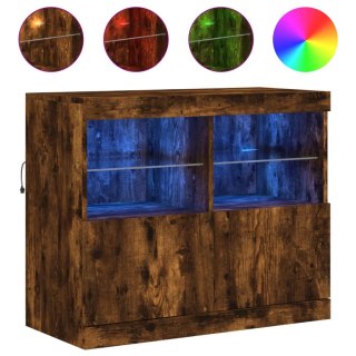 Szafka z oświetleniem LED, przydymiony dąb, 81x37x67 cm