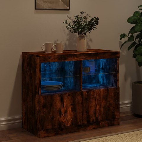 Szafka z oświetleniem LED, przydymiony dąb, 81x37x67 cm