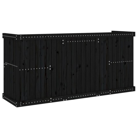 Zestaw mebli balkonowych z 2 siedziskami, czarny, sosnowy