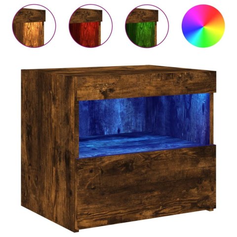Szafki nocne z LED, 2 szt., przydymiony dąb, 50x40x45 cm