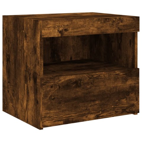 Szafki nocne z LED, 2 szt., przydymiony dąb, 50x40x45 cm