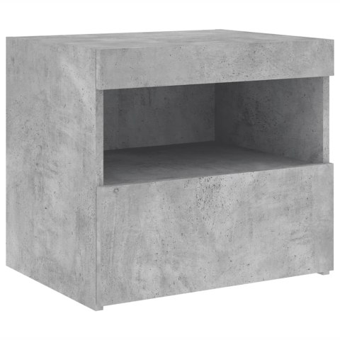 Szafki nocne z LED, 2 szt., szarość betonu, 50x40x45 cm