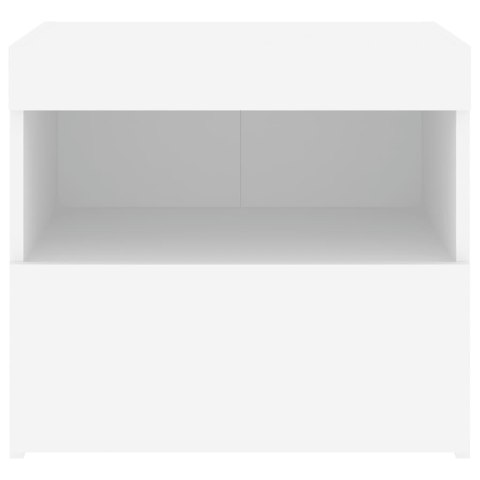 Szafki nocne z oświetleniem LED, 2 szt., białe, 50x40x45 cm