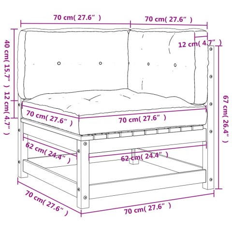 Ogrodowa sofa narożna z poduszkami, lite drewno daglezjowe