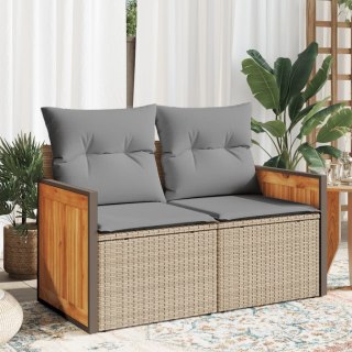 Sofa ogrodowa z poduszkami, 2-osobowa, beż, polirattan