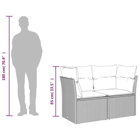 Sofa ogrodowa z poduszkami, 2-osobowa, beż, polirattan