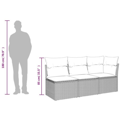 Sofa ogrodowa z poduszkami, 3-osobowa, beż, polirattan