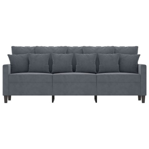 Sofa 3-osobowa, ciemnoszara, 180 cm, obita aksamitem