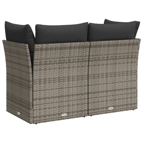 Sofa ogrodowa z poduszkami, 2-osobowa, szara, polirattan