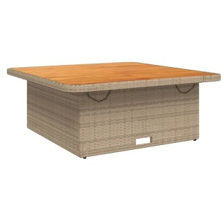 Stół ogrodowy, beżowy, 110x110x71 cm, polirattan i akacja
