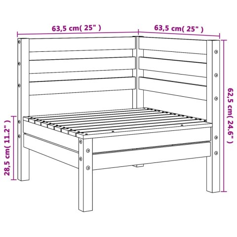 Ogrodowa sofa narożna, woskowy brąz, lite drewno sosnowe