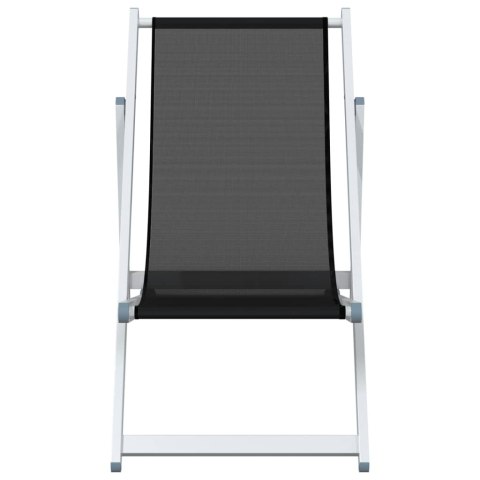 Składane krzesła plażowe, 2 szt., czarne, aluminium i textilene