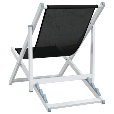 Składane krzesła plażowe, 2 szt., czarne, aluminium i textilene