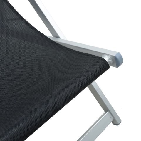 Składane krzesła plażowe, 2 szt., czarne, aluminium i textilene