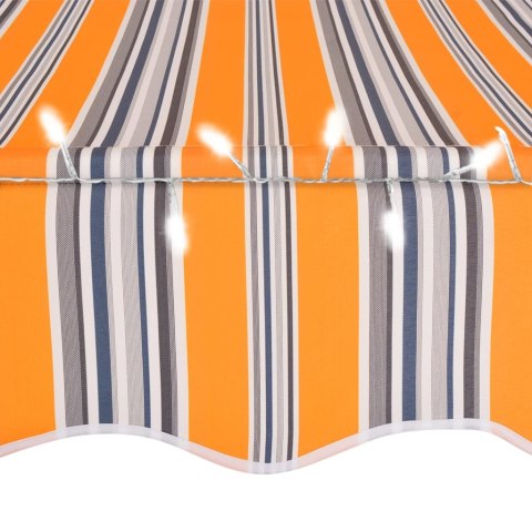 Ręcznie zwijana markiza z LED, 150 cm, żółto-niebieska
