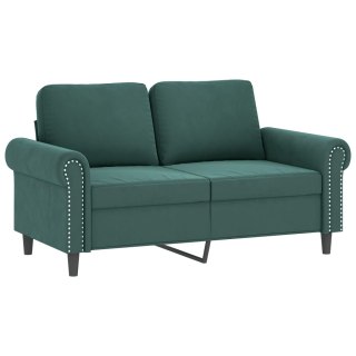 Sofa 2-osobowa, ciemnozielona, 120 cm, tapicerowana aksamitem