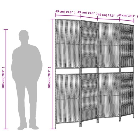 Parawan 4-panelowy, beżowy, polirattan