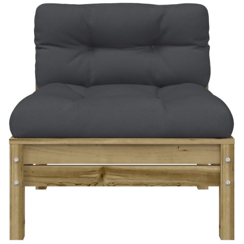 Sofa ogrodowa bez podłokietników, poduszki, impregnowana sosna