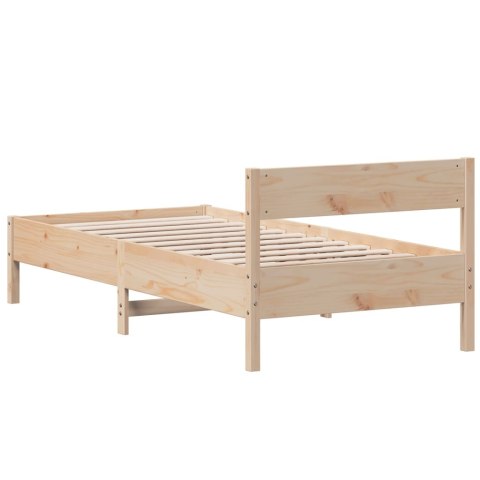 Rama łóżka z wezgłowiem, biała, 75x190 cm, lite drewno sosnowe