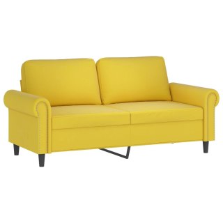 Sofa 2-osobowa, żółta, 140 cm, tapicerowana aksamitem