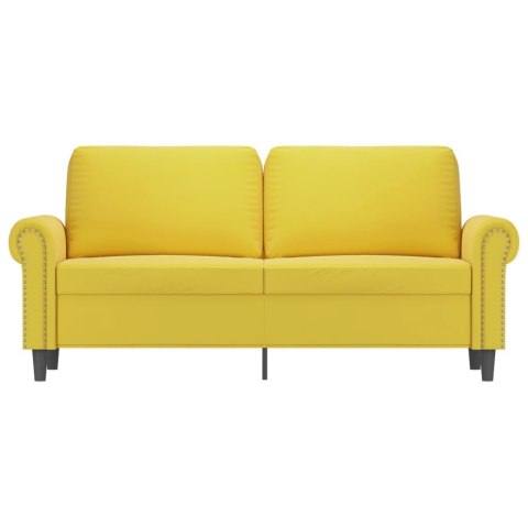 Sofa 2-osobowa, żółta, 140 cm, tapicerowana aksamitem