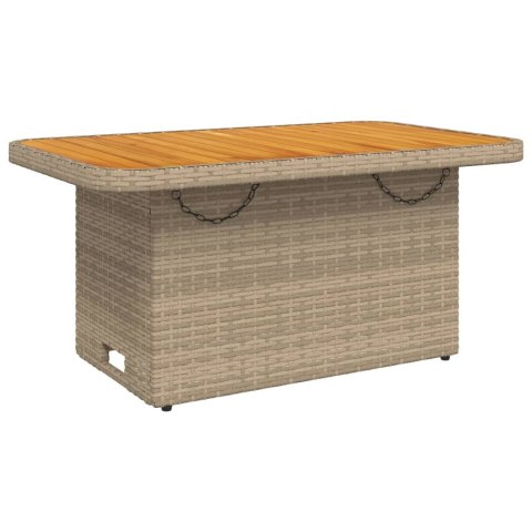 Stół ogrodowy, beżowy, 90x55x71 cm, polirattan i akacja