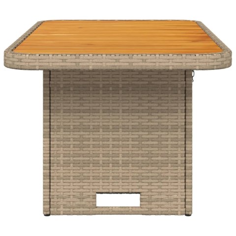 Stół ogrodowy, beżowy, 90x55x71 cm, polirattan i akacja